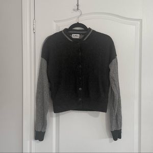 72 Miles boutique varsity-style 100% natural wool with cashmere cardigan